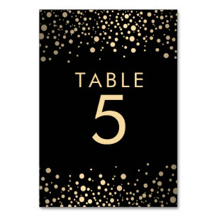 Black and Gold Confetti Dots Table Number