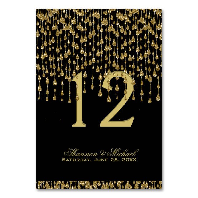 Black and Gold Confetti | Table Card (Front)