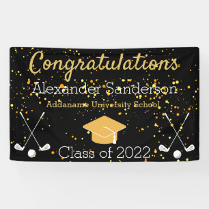 Black and Gold Congrats Gradgolfers Graduation Banner