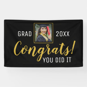 Black And Gold Congrats You Did It Grad 2020 Banner
