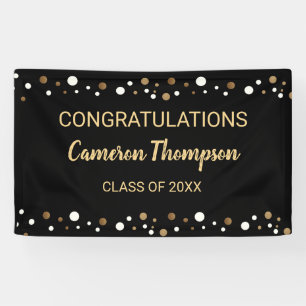 Black and Gold Congratulations Graduation Custom Banner