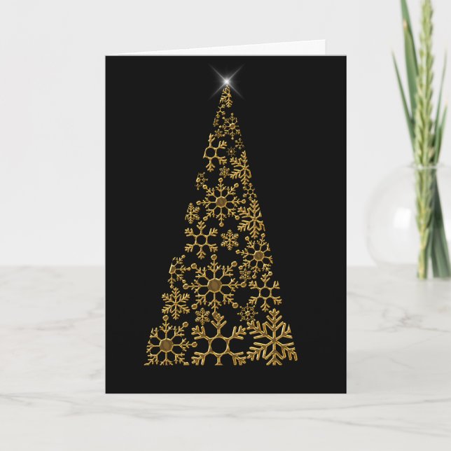 Black and Gold Contemporary Christmas Card (Front)