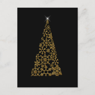 Black and Gold Contemporary Christmas Holiday Postcard