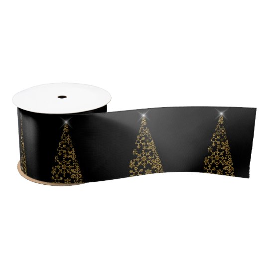 Black and Gold Contemporary Christmas Satin Ribbon  Zazzle.co.uk