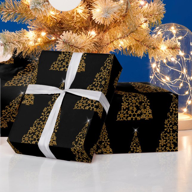 Black and Gold Contemporary Christmas Wrapping Paper (Creator Uploaded)