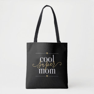 Black And Gold Cool Super Mum Modern Elegant Tote Bag