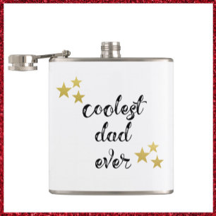 Black and Gold Coolest Dad Ever Flask