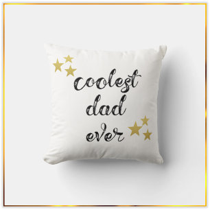 Black and Gold Coolest Dad Ever Throw Pillow
