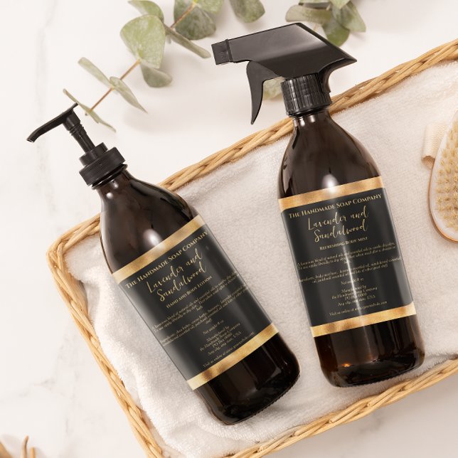 Black and Gold Cosmetics Label with Ingredients (Creator Uploaded)