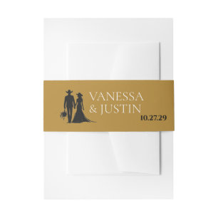 Black and Gold Country Wedding Invitation Belly Band