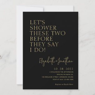 Black and Gold Couple Shower Before They Say I Do Invitation
