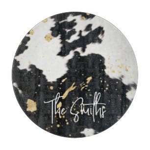 Black and Gold Cowhide Cutting Board