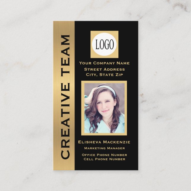 Black and Gold Creative Executive  Business Card (Front)