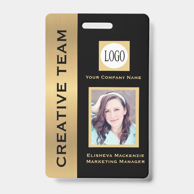 Black and Gold Creative Executive Employee ID Badg Badge (Front)