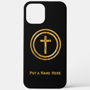 Black and Gold Cross Name Template iPhone 12 Pro Max Case