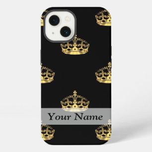 Black and gold crown pattern iPhone 13 case