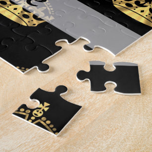 Black and gold crown pattern jigsaw puzzle