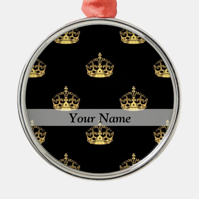 Black and gold crown pattern metal tree decoration (Front)