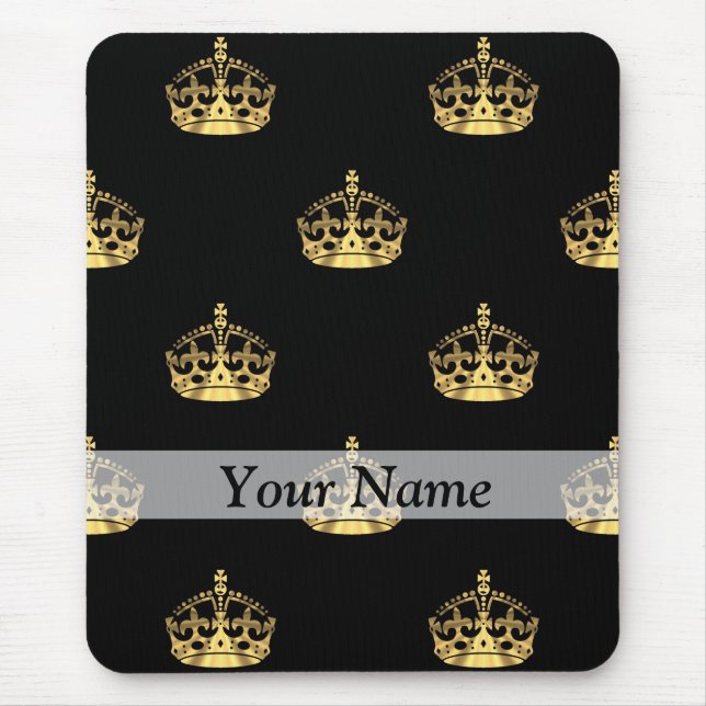 Black and gold crown pattern mouse mat (Front)