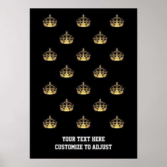 Black and gold crown pattern poster