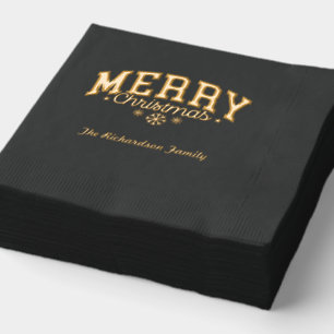 Black and Gold Custom Formal Christmas Napkins