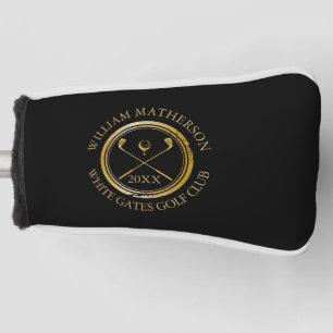 Black and Gold Custom Golfers And Club Date Golf Head Cover
