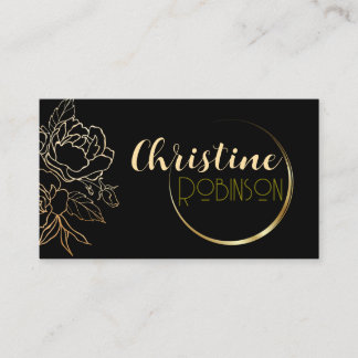 Black and Gold Custom Name and Profession   Business Card