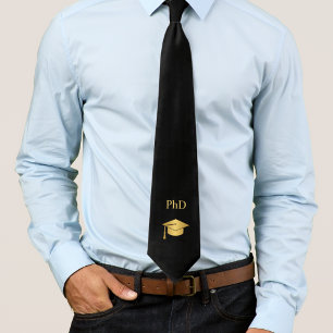 Black and Gold Custom PhD Graduation Tie