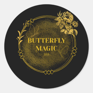 Black and Gold Custom Sticker,Elegant Modern Label