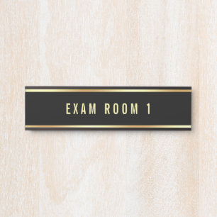 Black And Gold Custom Text Template Exam Room Door Sign
