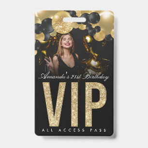 Black and Gold Customisable VIP All Access Badge ID Badge