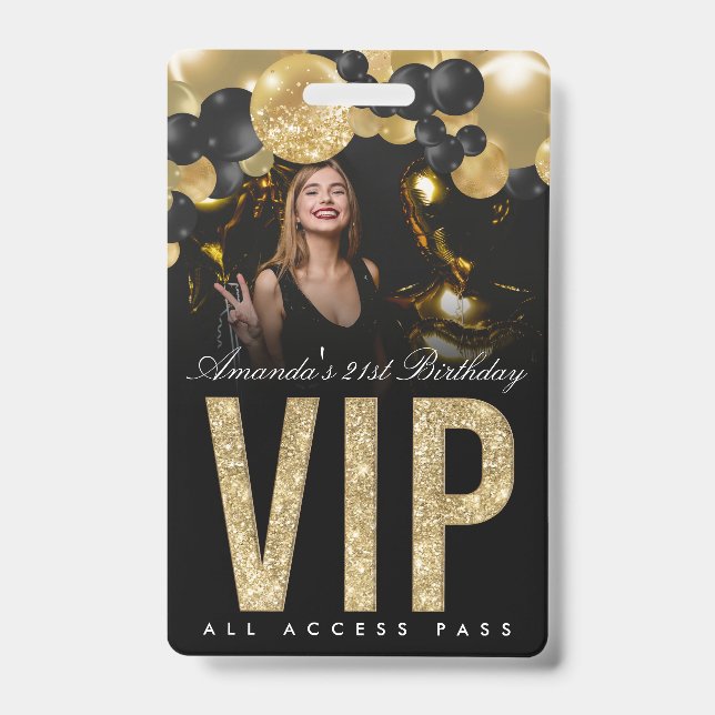 Black and Gold Customisable VIP All Access Badge ID Badge (Front)
