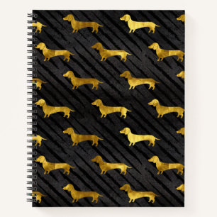 Black and Gold Dachshund Pattern Notebook