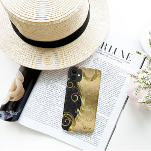 Black And Gold Damask