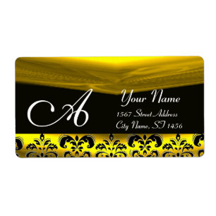 BLACK AND GOLD DAMASK MONOGRAM