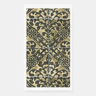 Black and Gold Damask Napkin