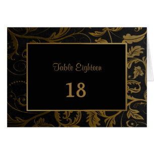 Black and Gold Damask Table Seating Number