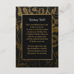 Black and Gold Damask Wedding - Wishing Well Enclosure Card
