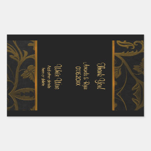 Black and Gold Damask -Wine Label Large 4.5 x 2.7
