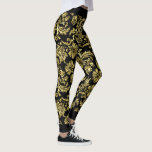Black And Gold Damasks Pattern GR2 Leggings<br><div class="desc">Elegant black and gold tones floral damasks seamless pattern.</div>