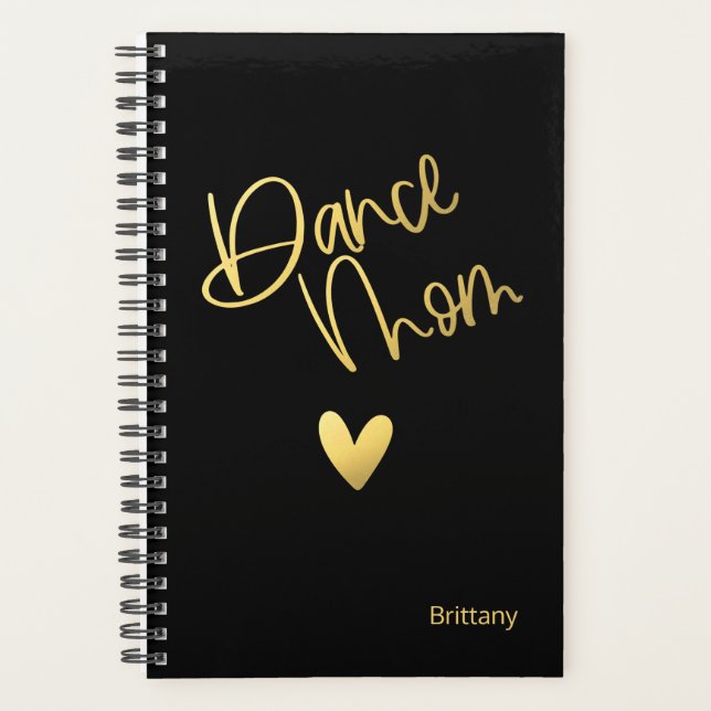 Black and Gold Dance Mum Personalised Planner (Front)