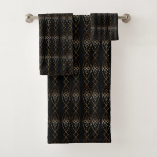 Black And Gold Deco Bath Towel Set