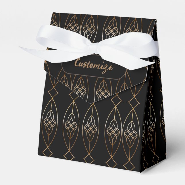 Black And Gold Deco Tent Favour Box (Front Side)