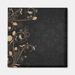 Black and Gold Decorative Pattern Magnet
