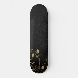 Black and Gold Decorative Pattern Skateboard