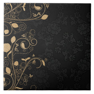 Black and Gold Decorative Pattern Tile