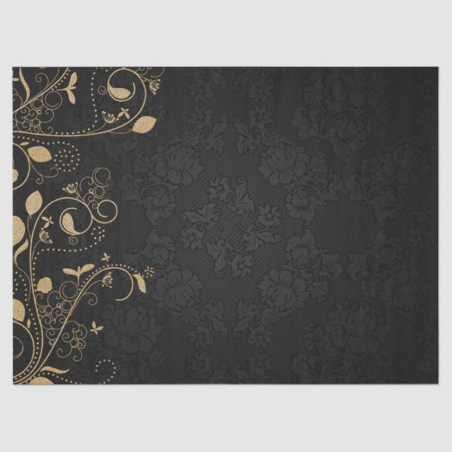 Black and Gold Decorative Pattern Tissue Paper (Front)
