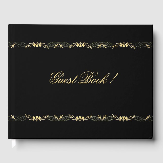 Black and Gold Design Guest Book (Front)
