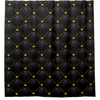 Black and Gold Design on Shower Curtain