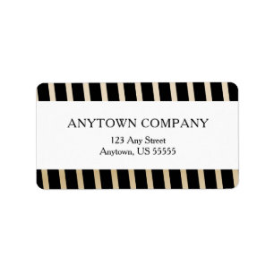 Black and Gold Diagonal Stripes Label